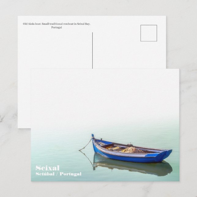 Altes Aiola Boot. Kleines Ruderboot in Seixal Bay. Postkarte (Vorne/Hinten)