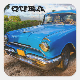Altes amerikanisches Klassikerauto in Trinidad, Ku Quadratischer Aufkleber