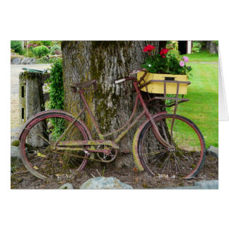 Altes antikes Fahrrad mit Blume Basket