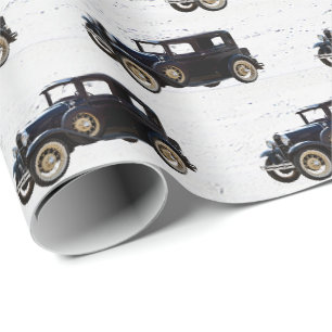 Altes Antique Schwarzes Auto Verpackungspapier Geschenkpapier