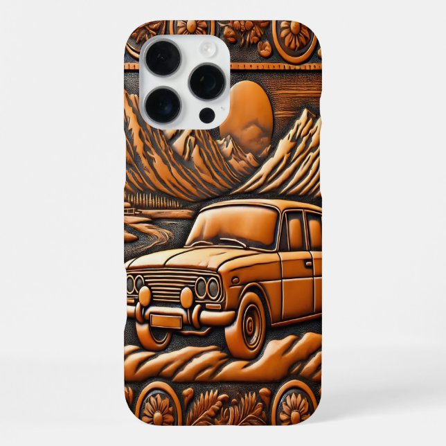 Altes Auto auf landschaftlicher Fahrt iPhone 16 Pro Max Hülle (Rückseite)