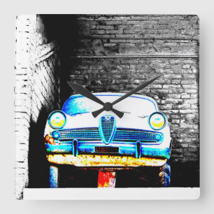 Altes Auto Quadratische Wanduhr