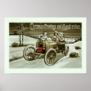 Altes Auto und Kinder Poster