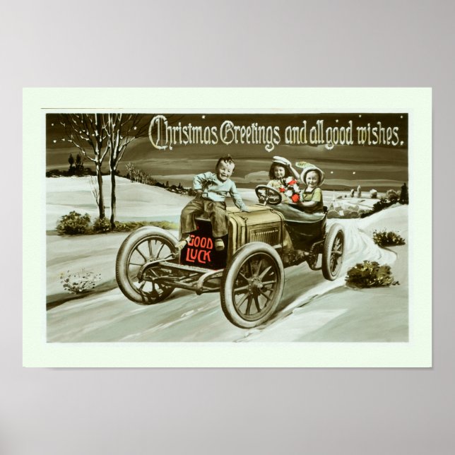 Altes Auto und Kinder Poster (Vorne)