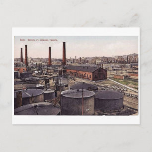 Altes Baku - Schwarze Stadt - Öl Fabrik Postkarte