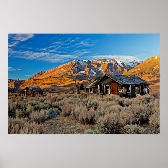 Altes Bauernhaus auf dem Hwy 395 Im Juni See Poster (Vorne)