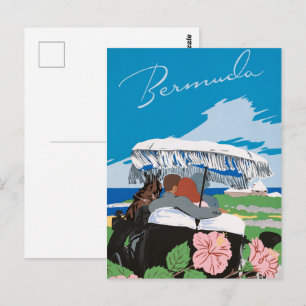 Altes Bermuda-Reiseposter von Adolph Treidler Postkarte