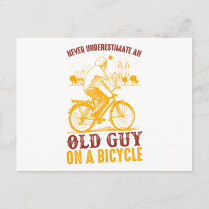 Altes Biker-Design   Fahrrad   unterschätze nie  Postkarte