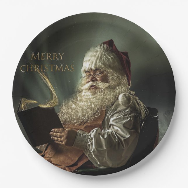 Altes Bild der Magie des Weihnachtsmannes Pappteller (Vorderseite)