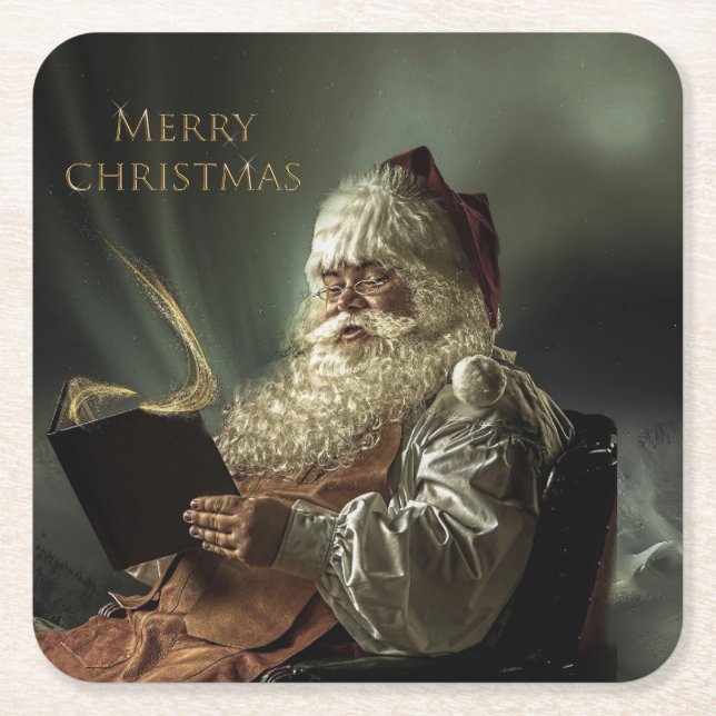 Altes Bild der Magie des Weihnachtsmannes Rechteckiger Pappuntersetzer (Vorderseite)
