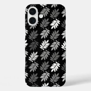 Altes Blattmuster Schwarz Weiß Grau iPhone 16 Plus Hülle