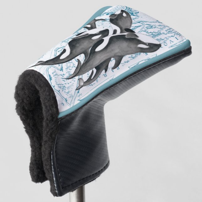 Altes Blau der Schwertwalwal-Familie Golf Headcover (3/4 Vorderseite)