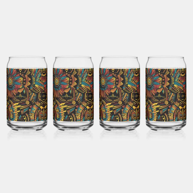 Altes blaues "Aztec Dream" 16oz Set Dosenglas (Vorderseite)