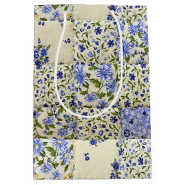 Altes blaues Blumenmuster Mittlere Geschenktüte