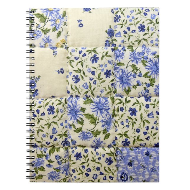 Altes blaues Blumenquiltschema   Notizblock (Vorderseite)