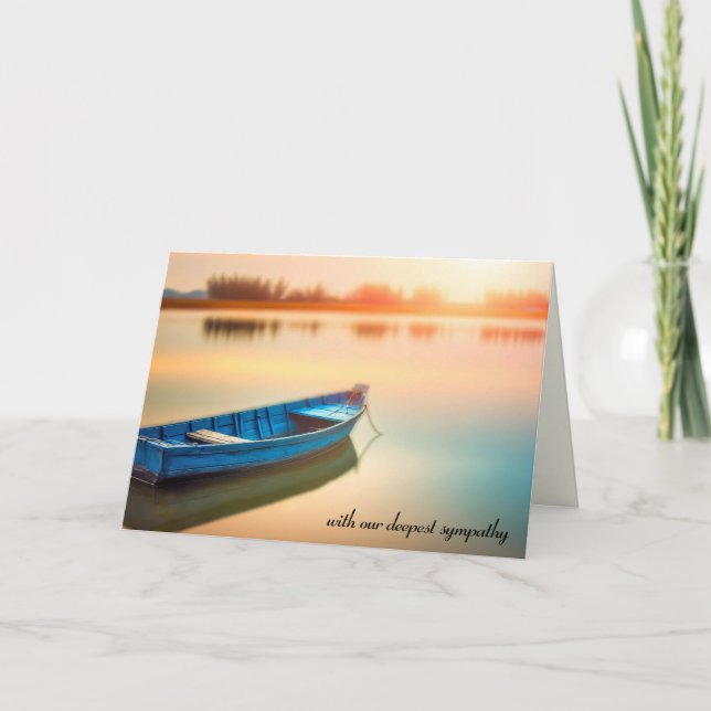 Altes blaues Rowboat auf einem Beileid Karte (Vorderseite)