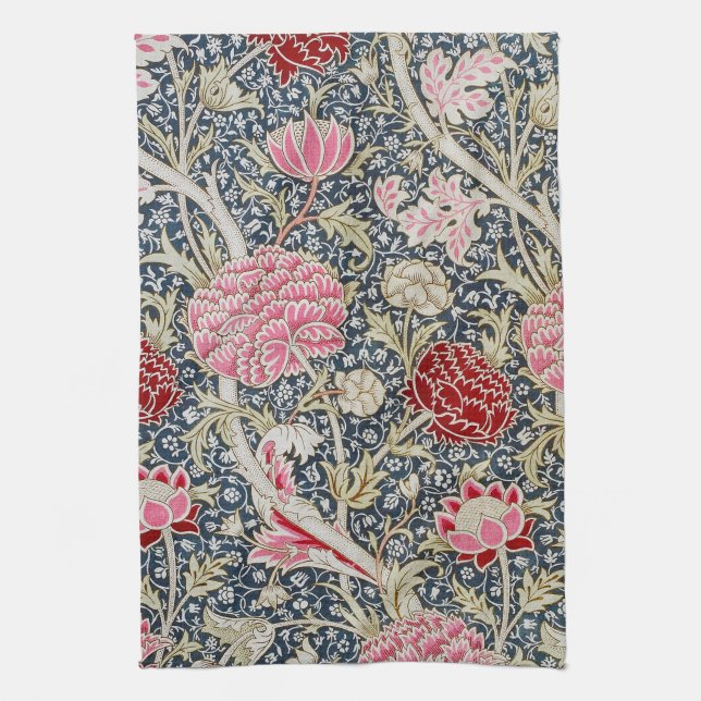 Altes Blumenmuster, William Morris Geschirrtuch (Vertikal)