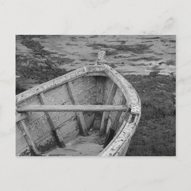 Altes Boot in Schwarz und Weiß Postkarte (Vorderseite)