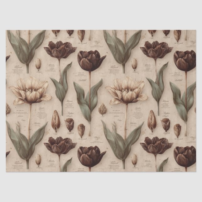 Altes Botanisches Blumenmuster (6) Seidenpapier (Vorderseite)