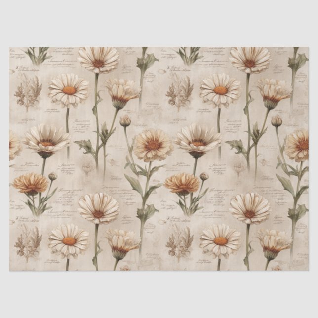 Altes Botanisches Blumenmuster (8) Seidenpapier (Vorderseite)
