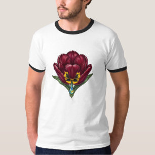 Altes Botanisches Rotes Blumenmotiv Herren T-Shirt