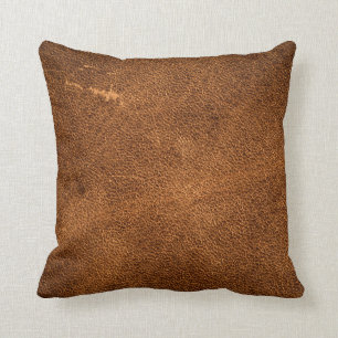 Altes braunes Leder Kissen
