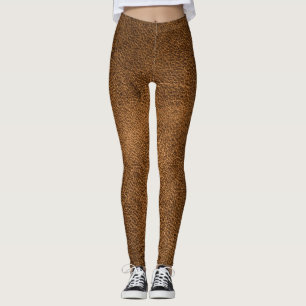 Altes braunes Leder: Texturierter Hintergrund Leggings