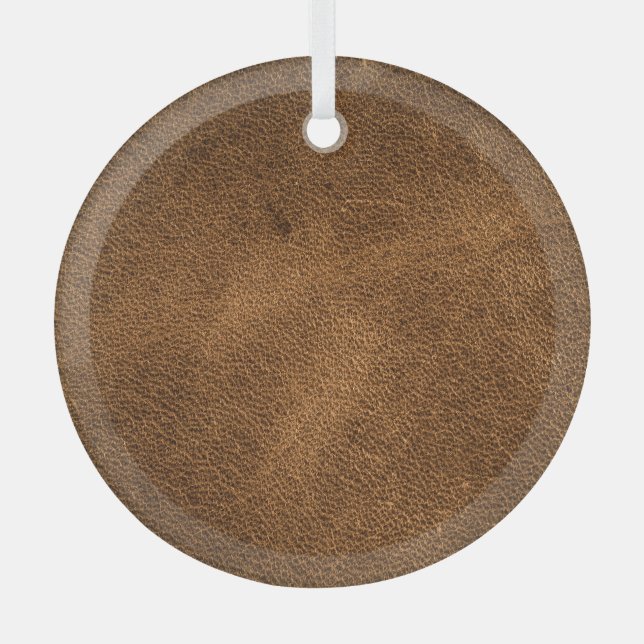 Altes braunes Leder: Texturierter Hintergrund Ornament Aus Glas (Vorderseite)