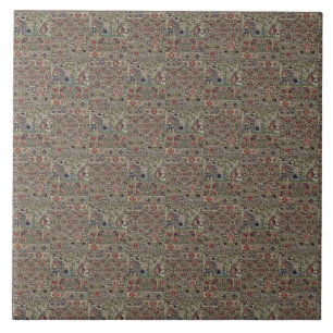 Altes britisches Stickmuster Blau Rosa Fliese