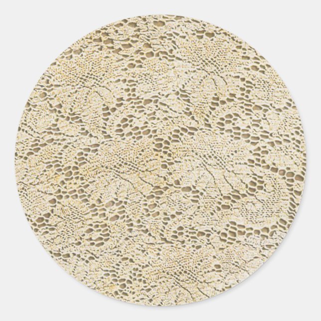 Altes Crochet Lace Floral Pattern + Ihre Ideen Runder Aufkleber (Vorderseite)