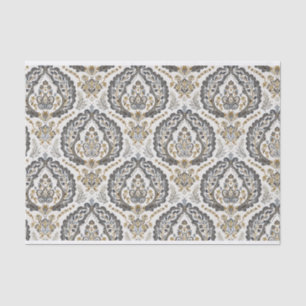 Altes Damastmuster in Beige und Grau Seidenpapier