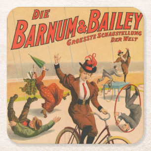 Altes deutsches Zirkusplakat mit Darstellern, 1900 Rechteckiger Pappuntersetzer