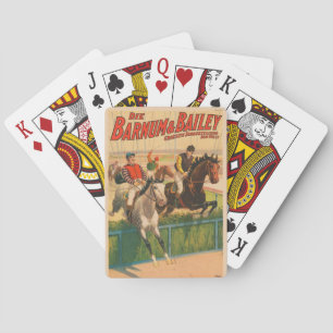 Altes deutsches Zirkusplakat mit Jockeys auf Pferd Spielkarten
