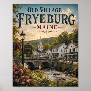 Altes Dorf Fryeburg Maine Vintage Main Street Poster