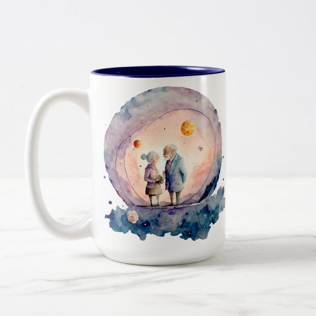Altes Ehemann und Ehefrau Jubiläum Valentinische T Zweifarbige Tasse (Links)