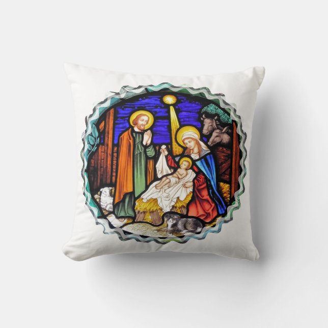 ALTES ENGLAND-NATIVITÄTSFENSTER KISSEN (Vorderseite)
