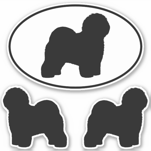 Altes Englisch Sheepdog Silhouetten Vinyl Sticker  (Vorderseite)