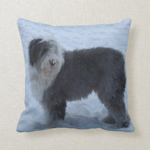 Altes englisches Schäferhund-Kissen - Schnee-Hund! Kissen