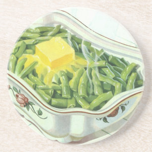 Altes Essen, Grüne Bohnenauflauf mit Butter Getränkeuntersetzer