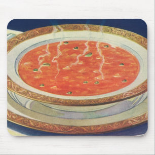 Altes Essen, heiße Schüssel Tomatensuppe mit Erbse Mousepad