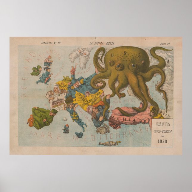 Altes Europa - Illustrative Karte (1878) Poster (Vorne)