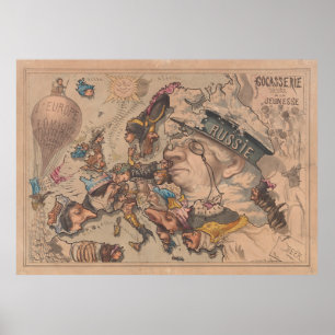 Altes Europa Politischer Cartoon Karte (1867) Poster