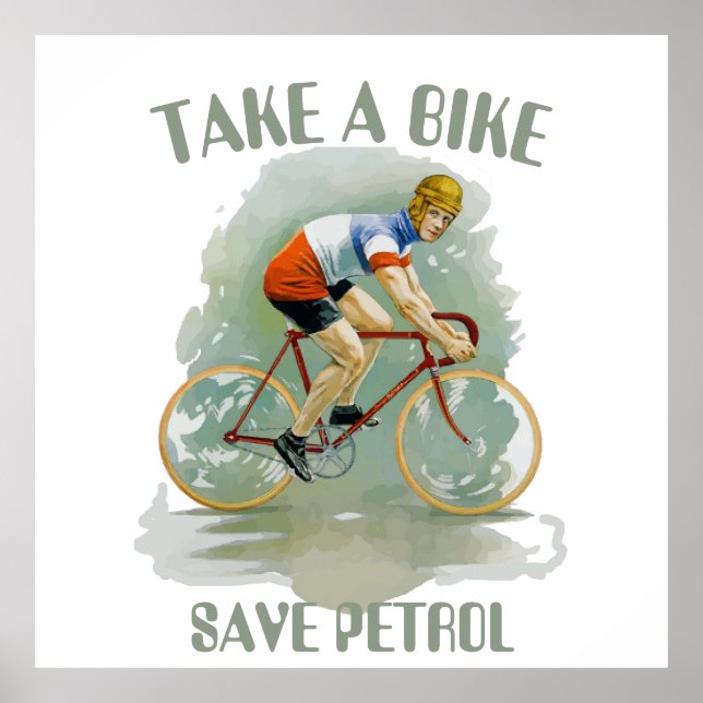 Altes Fahrrad, Benzin gerettet, Textposter hinzufü Poster (Vorne)