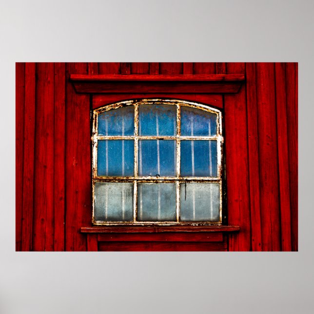Altes Fenster in Schweden Poster (Vorne)