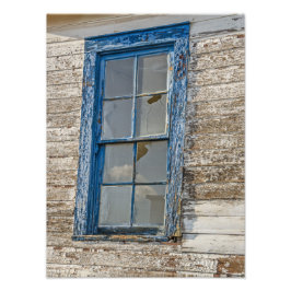Altes Fenster mit geerbt blauer Farbe Fotodruck