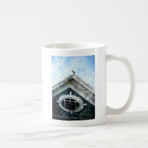 Altes Fenster und Taube Kaffeetasse