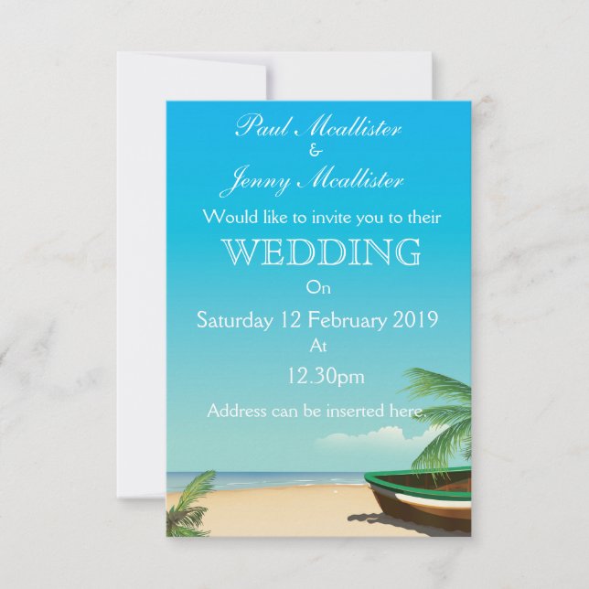 Altes Fischerboot Tropische Hochzeit einladen Einladung (Vorderseite)