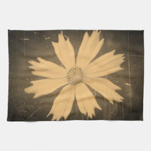 Altes Foto Gelbe Kosmosblume Nahaufnahme 3 Geschirrtuch