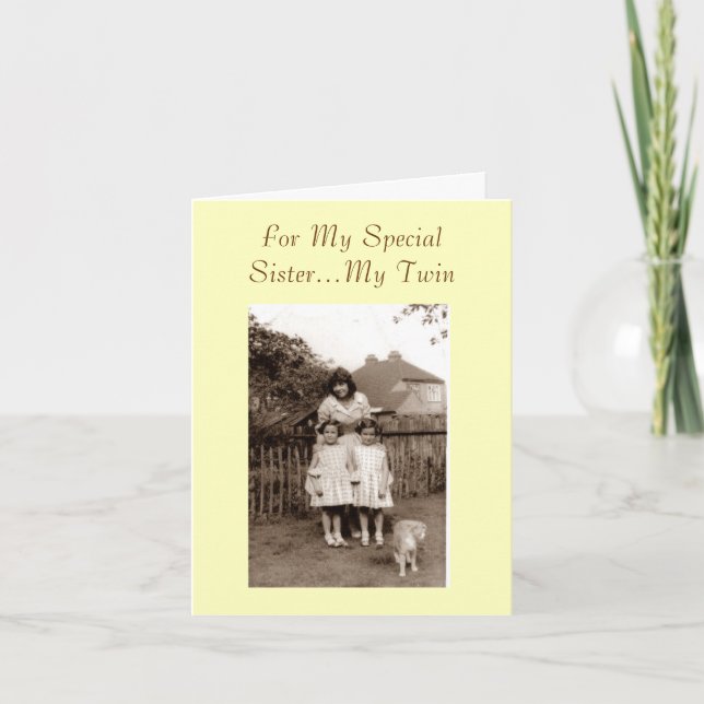 Altes Foto niedlich eineiige Zwillingsschwester ve Karte (Vorderseite)