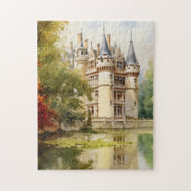 Altes französisches Schloss Wasserfarben Illustrat